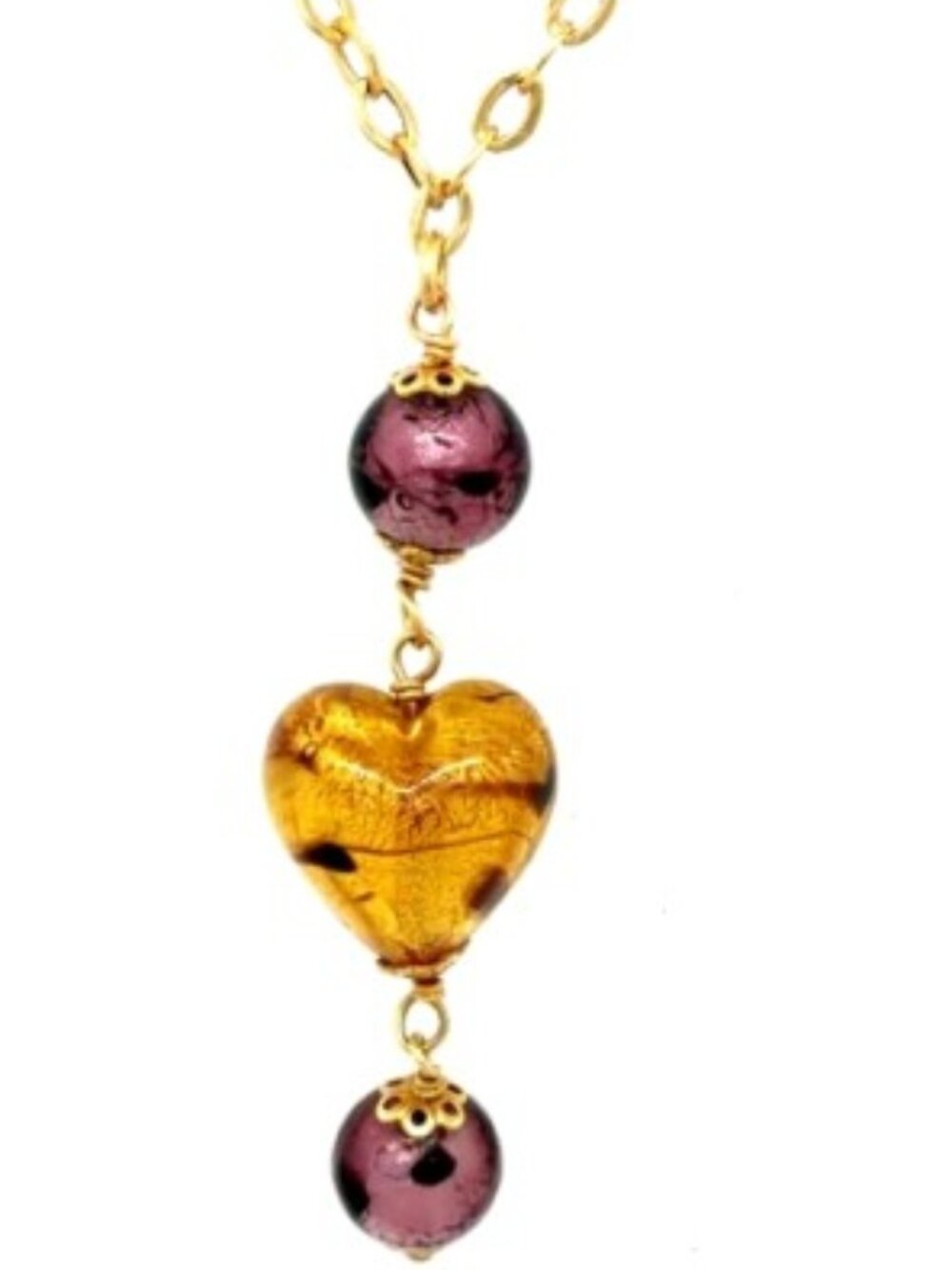 14K Angelic Sweetheart Solid Gold Link Elegant Necklace